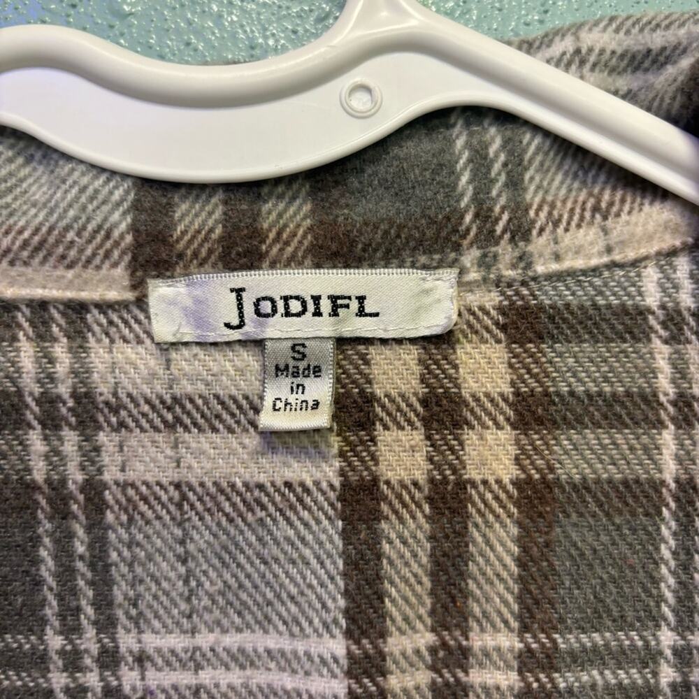 JODIFL Plaid Flannel Shacket Green Brown Cream | Women’s Small - Picture 5 of 11